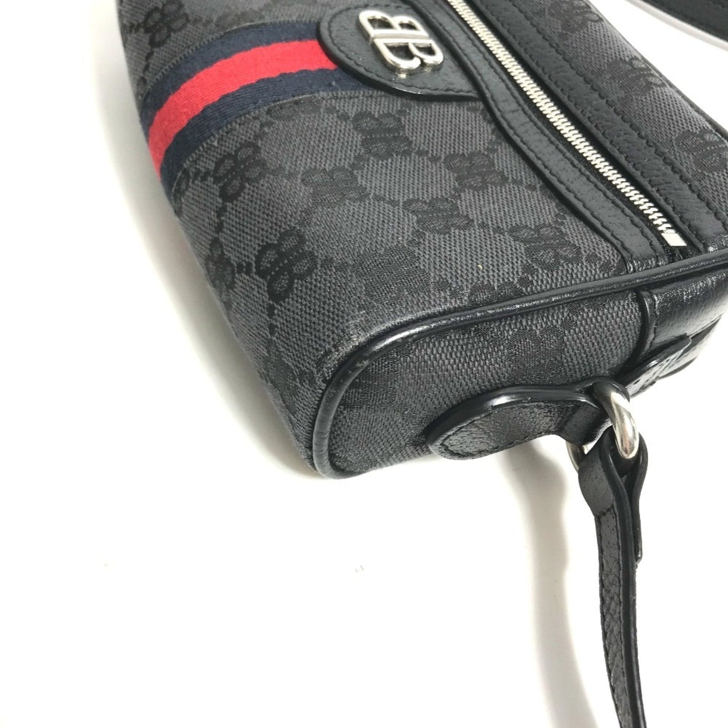 Gucci Black Canvas Leather Pochette Shoulder Bag ( )