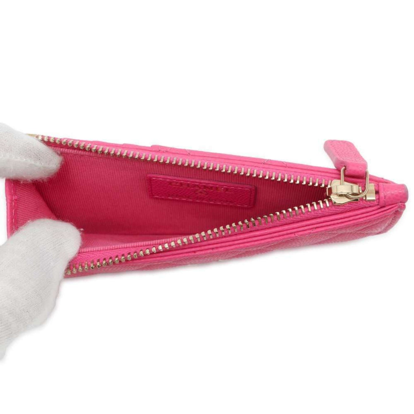 Chanel Business Card Holder/Card Case Matelasse Classic Zip Quilted Caviar Skin Coco Mark AP2570 CHANEL