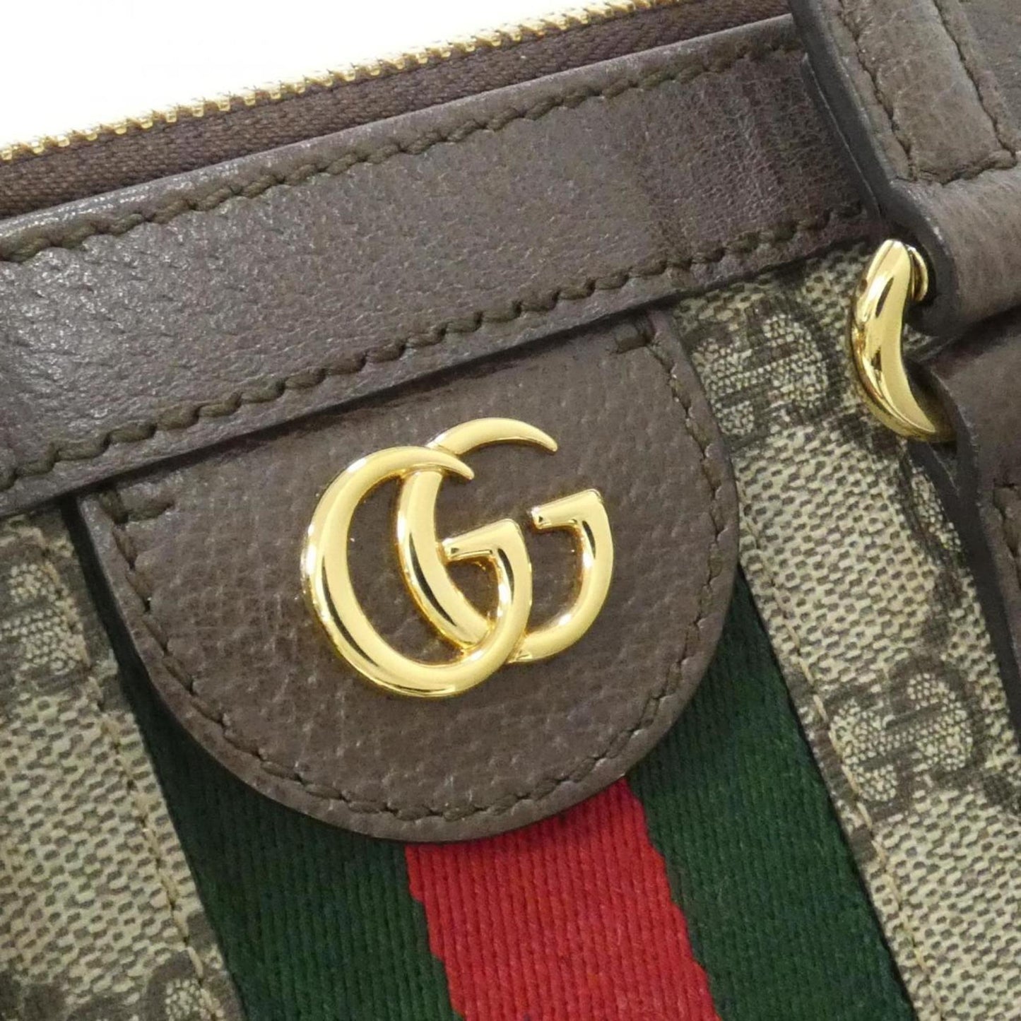 Gucci Beige Brown Gg Supreme Canvas Leather Handbag ( )