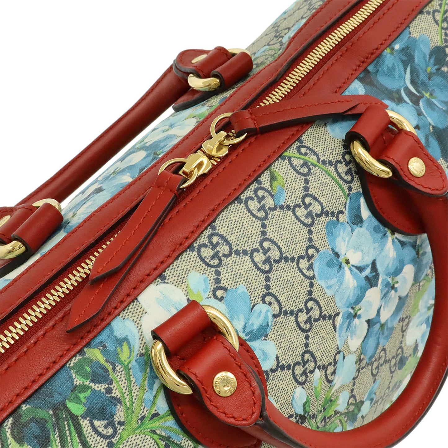 Gucci Beige Blue Multi-Color Red Color Gg Supreme Leather Boston Bag Handbag Shoulder Bag ( )