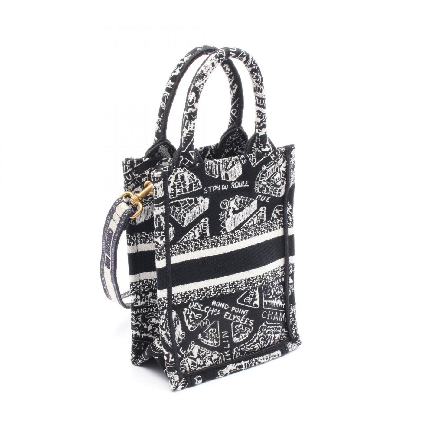 Christian Dior Black White Canvas Handbag Tote Bag ()