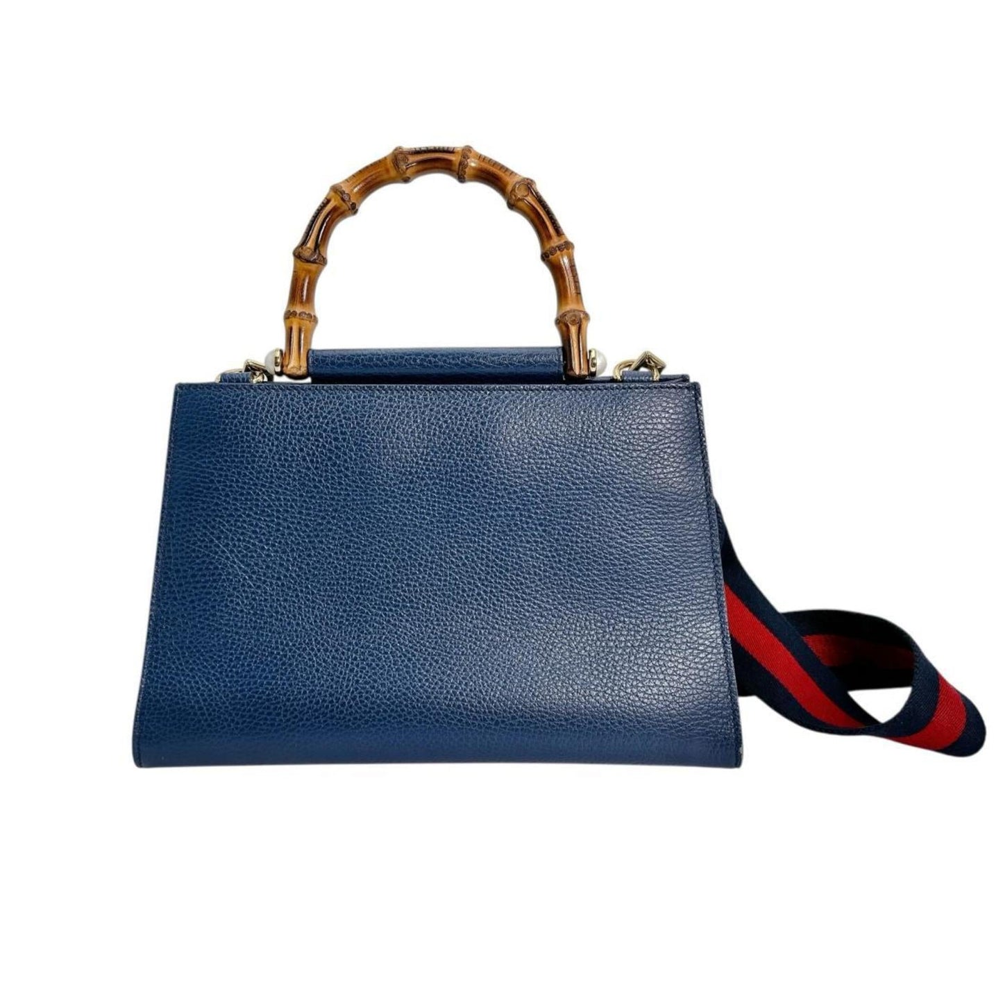 Gucci Blue Bamboo Leather Handbag ( )