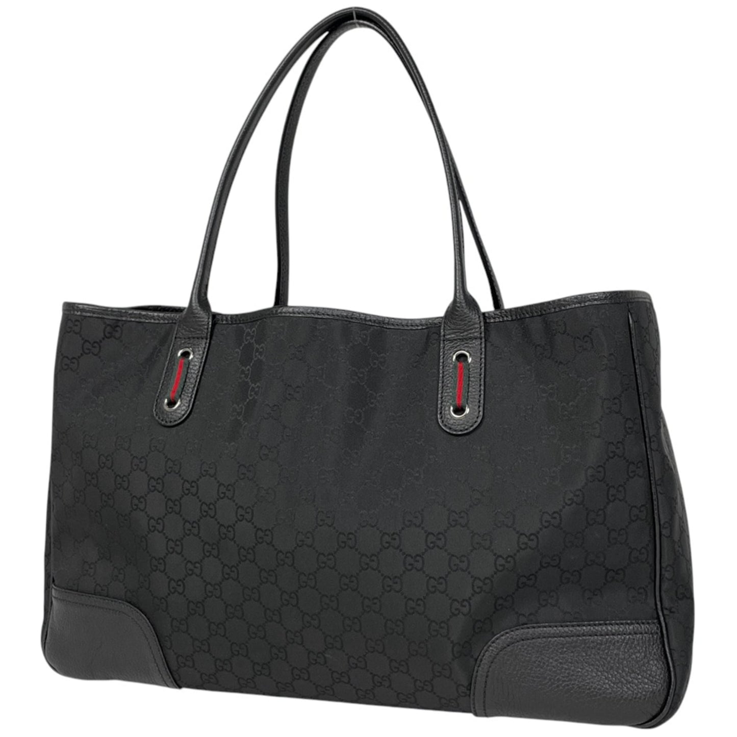 Gucci Sherry Line Black Nylon Leather Shoulder Bag Tote Bag ( )