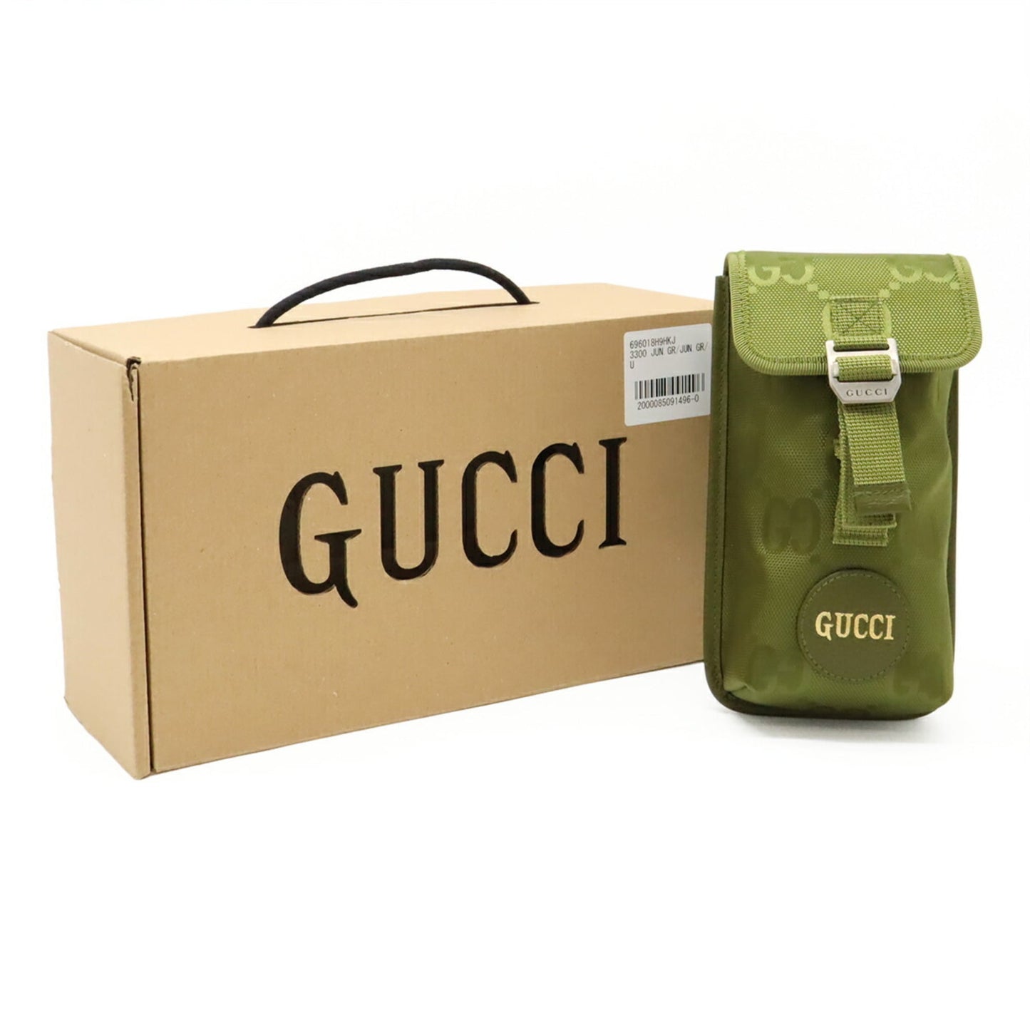 Gucci Green Khaki Nylon Canvas Leather Shoulder Bag ( )