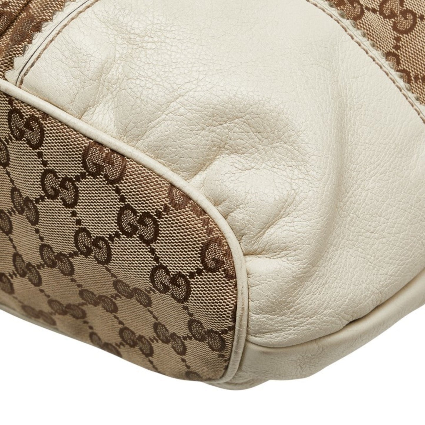 Gucci Gg Canvas Beige White Gg Canvas Leather Shoulder Bag Tote Bag ( )