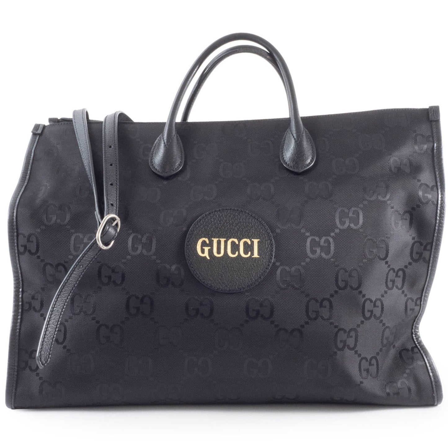 Gucci Black Nylon Leather Tote Bag ( )