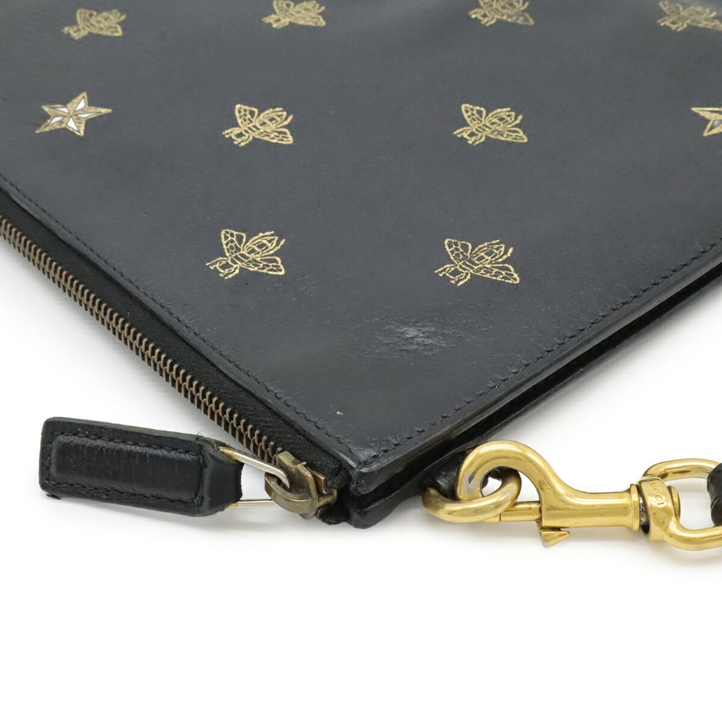 Gucci Black Leather Clutch Bag Pouch ( )