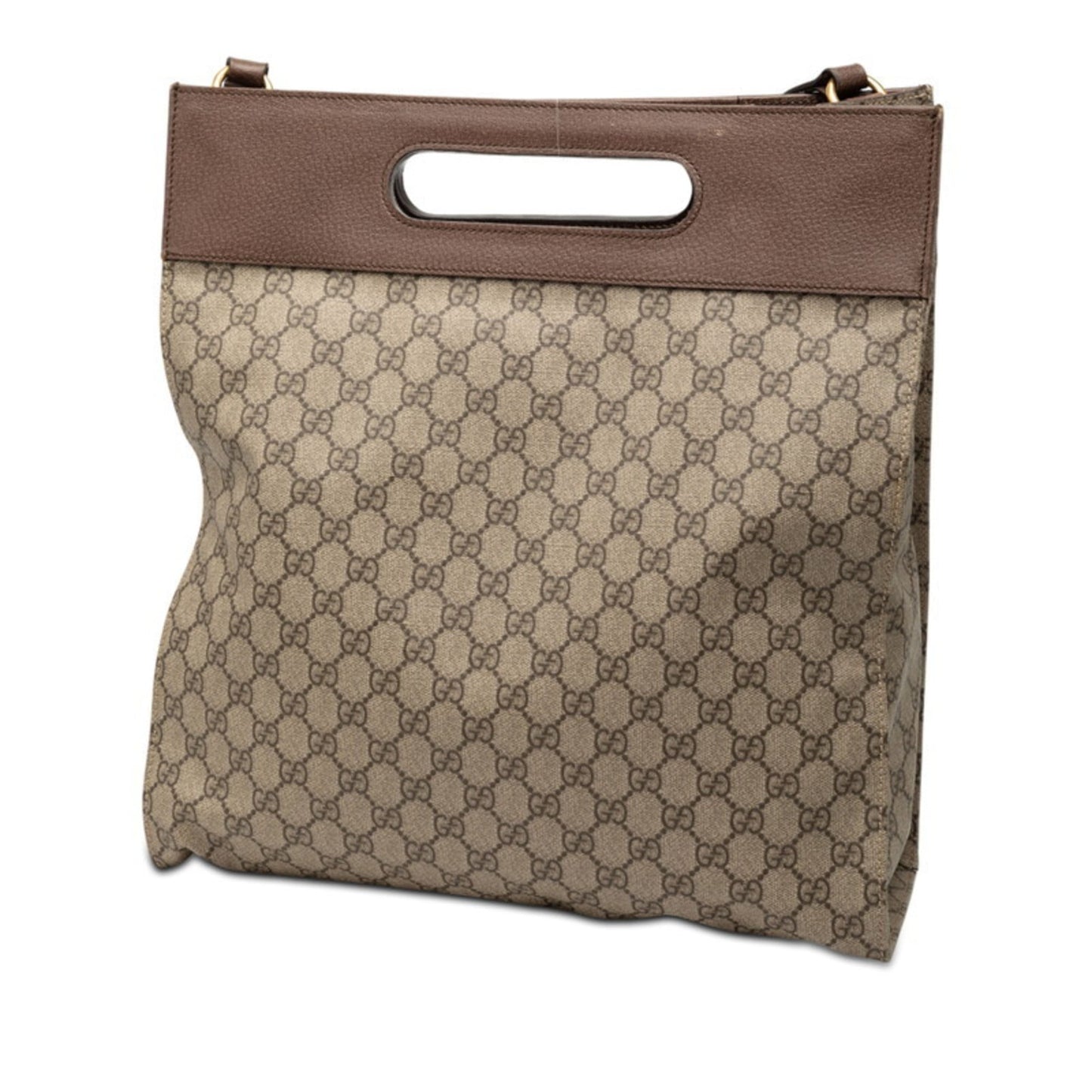 Gucci Beige Brown Gg Supreme Pvc Leather Shoulder Bag Tote Bag ( )
