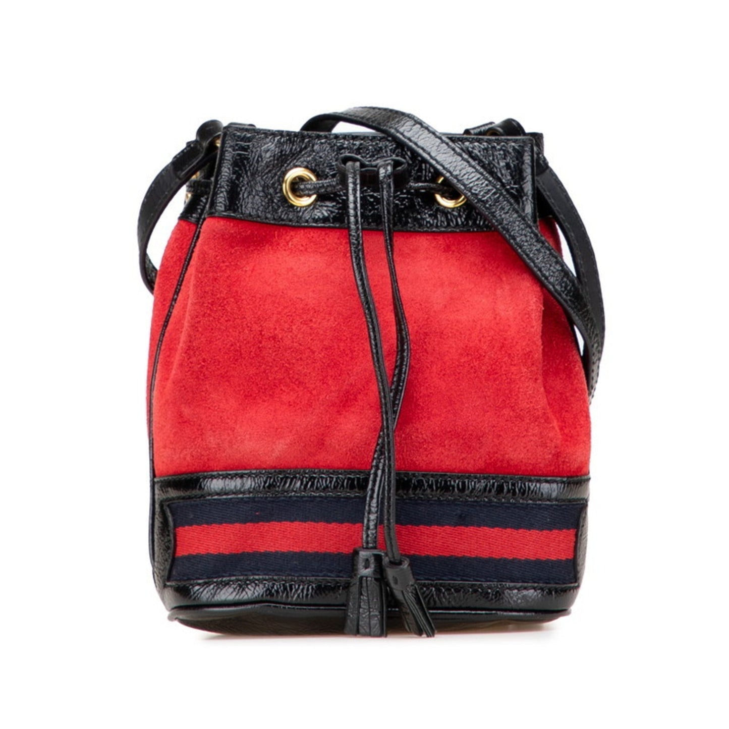 Gucci Black Red Color Suede Leather Shoulder Bag ( )