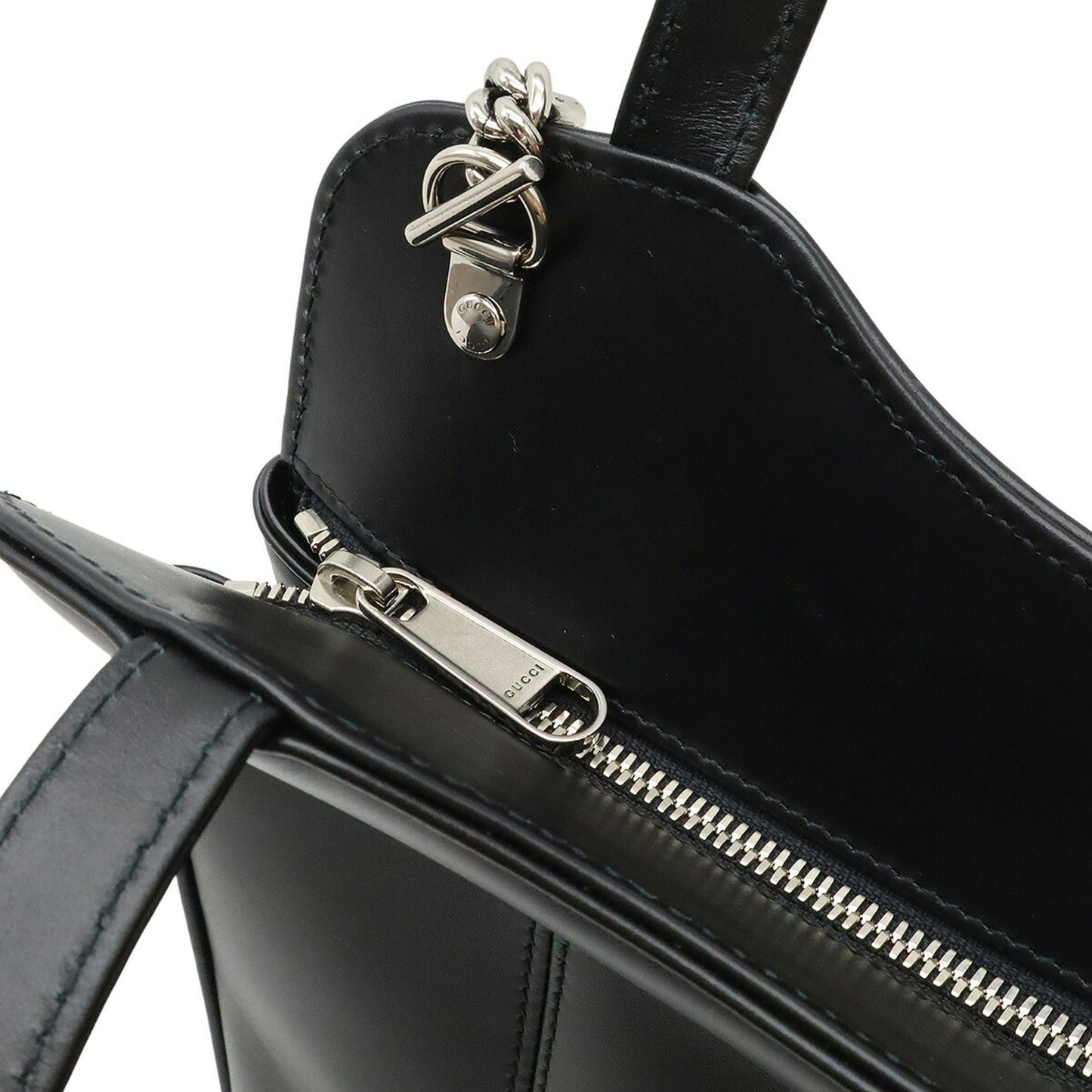 Gucci Black Leather Handbag Shoulder Bag Tote Bag ( )
