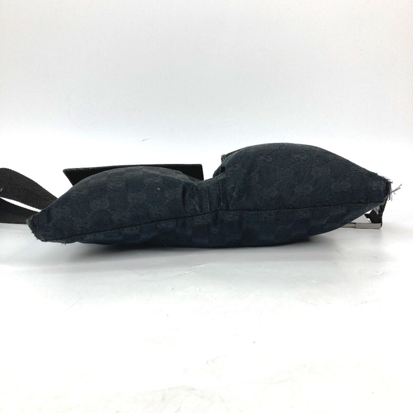 Gucci Black Gg Canvas Leather Fanny Pack Sling Bag ( )