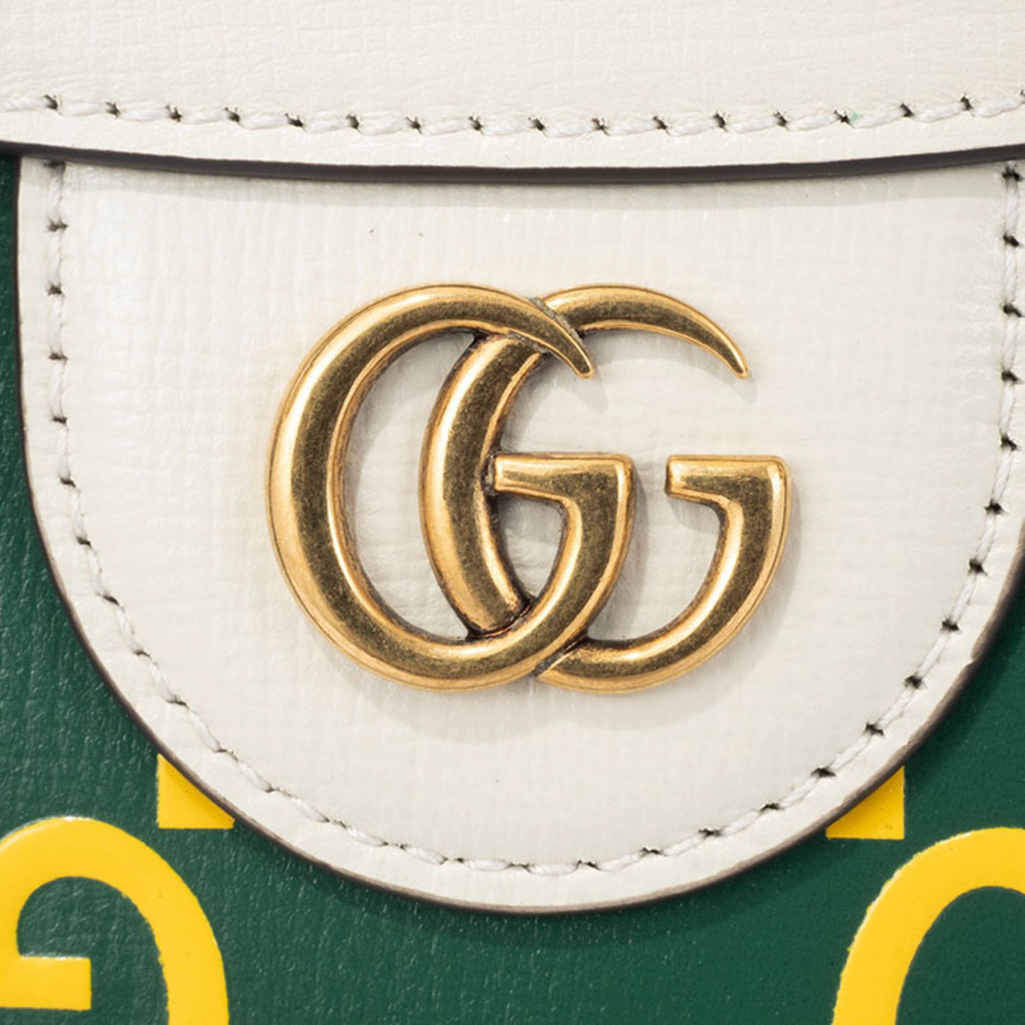 Gucci Green White Yellow Leather Handbag ( )