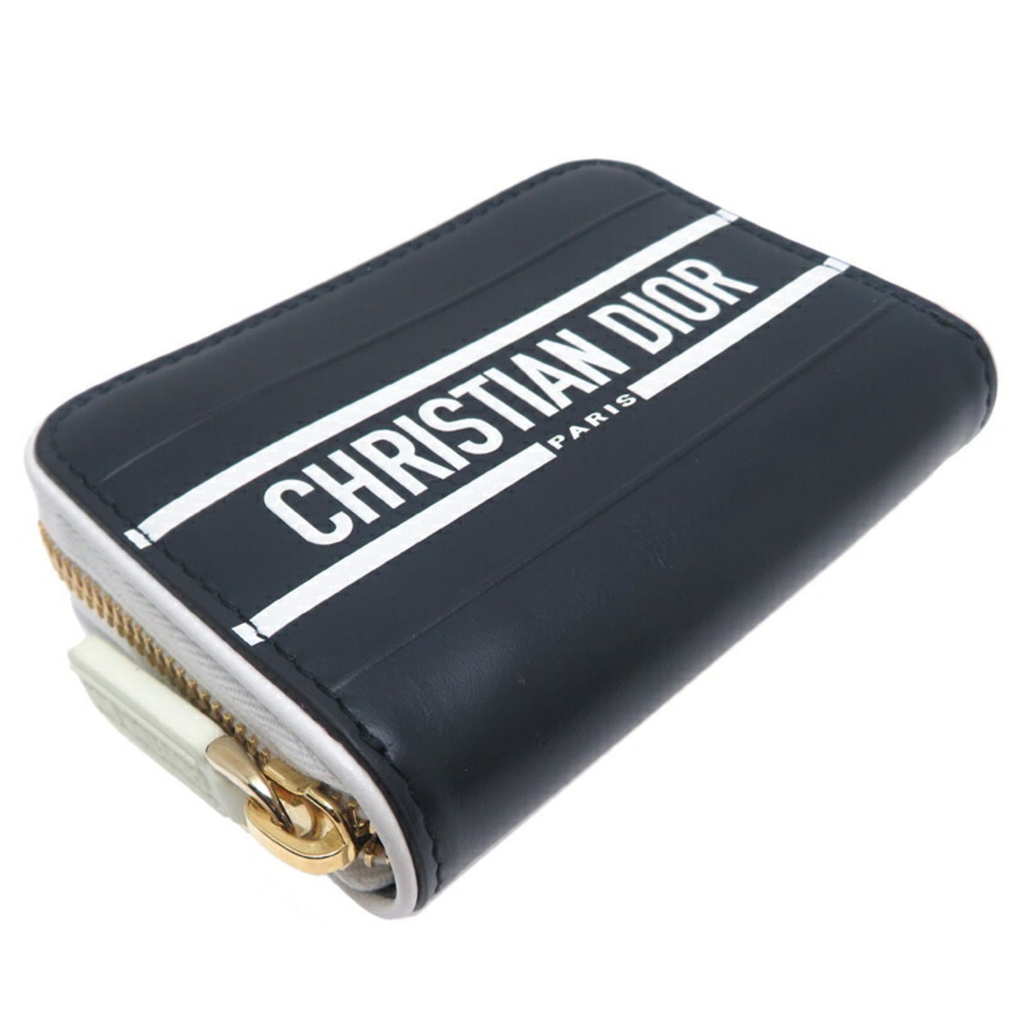 Christian Dior Black White Leather Coin Purse/Coin Case ()