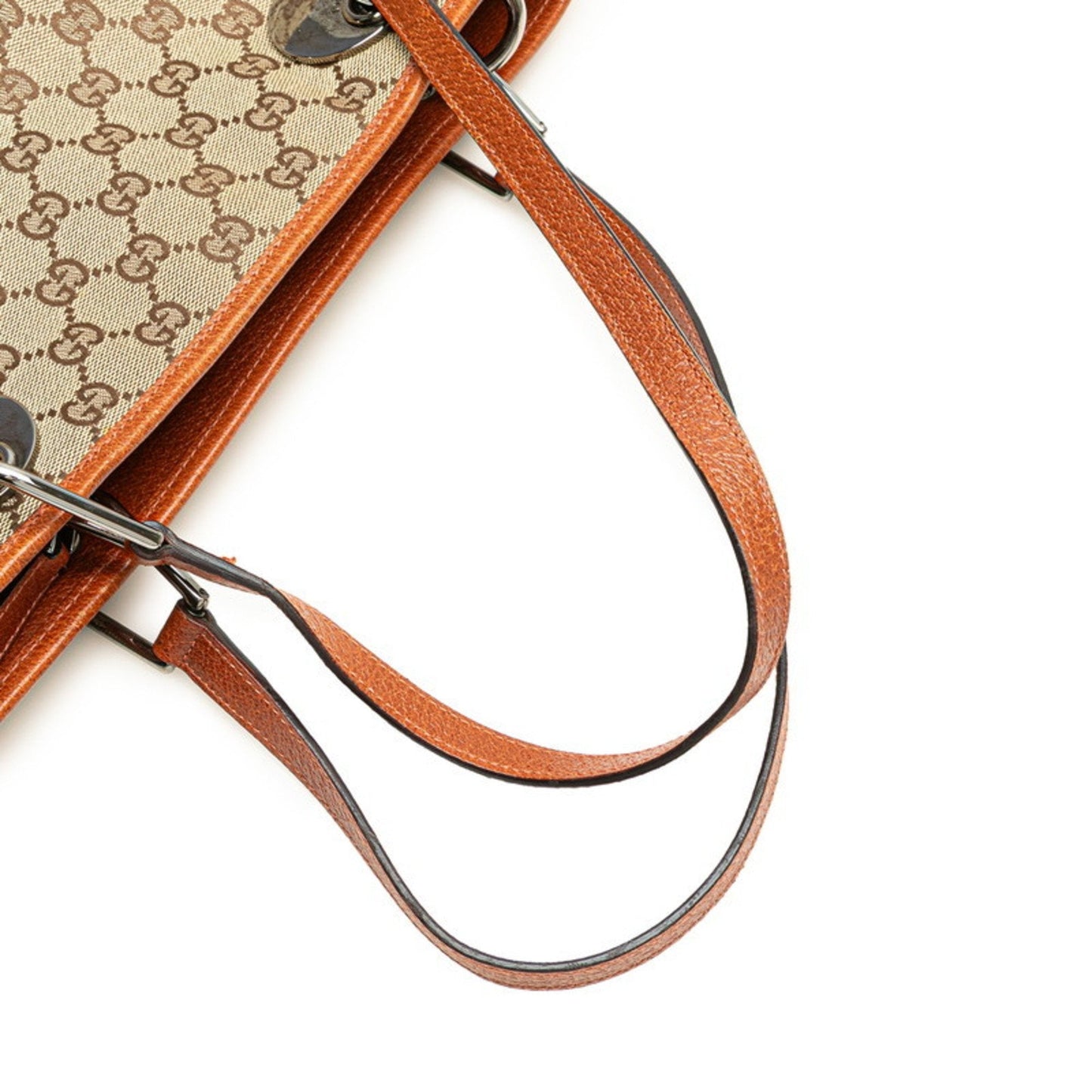 Gucci Beige Brown Canvas Leather Shoulder Bag Tote Bag ( )