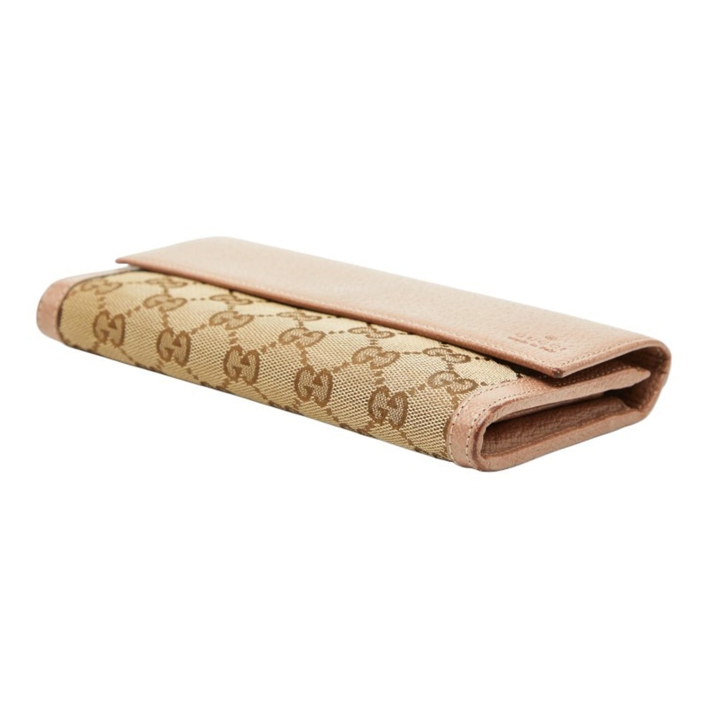 Gucci Beige Pink Canvas Leather Long Wallet (Bi-Fold) ( )