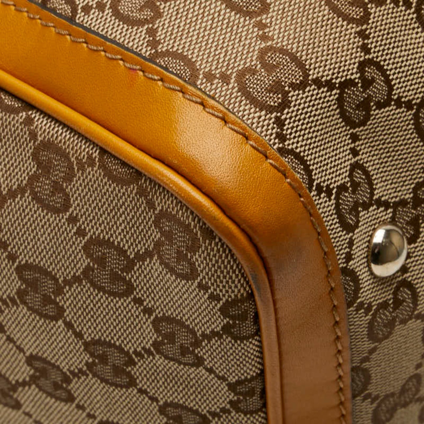 Gucci Beige Yellow Canvas Leather Shoulder Bag ( )