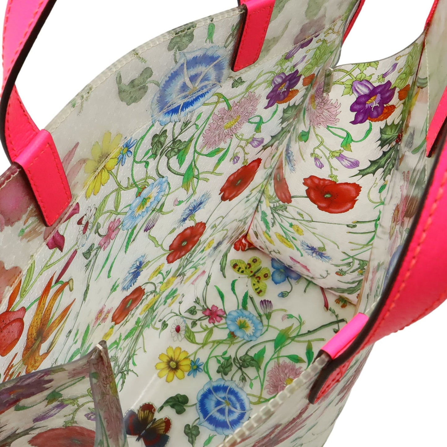 Gucci Clear Multi-Color Pink Vinyl Leather Tote Bag ( )