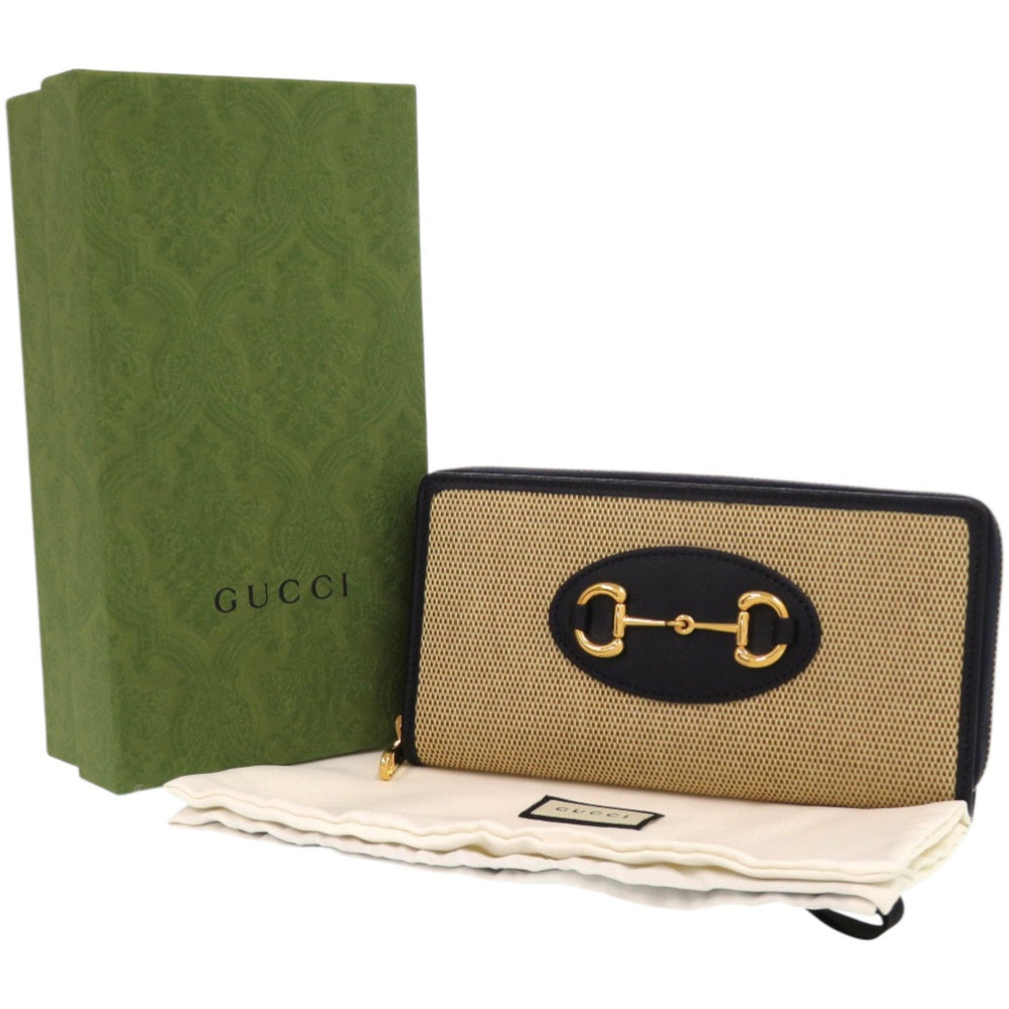 Gucci Beige Navy Canvas Leather Long Wallet (Bi-Fold) ( )