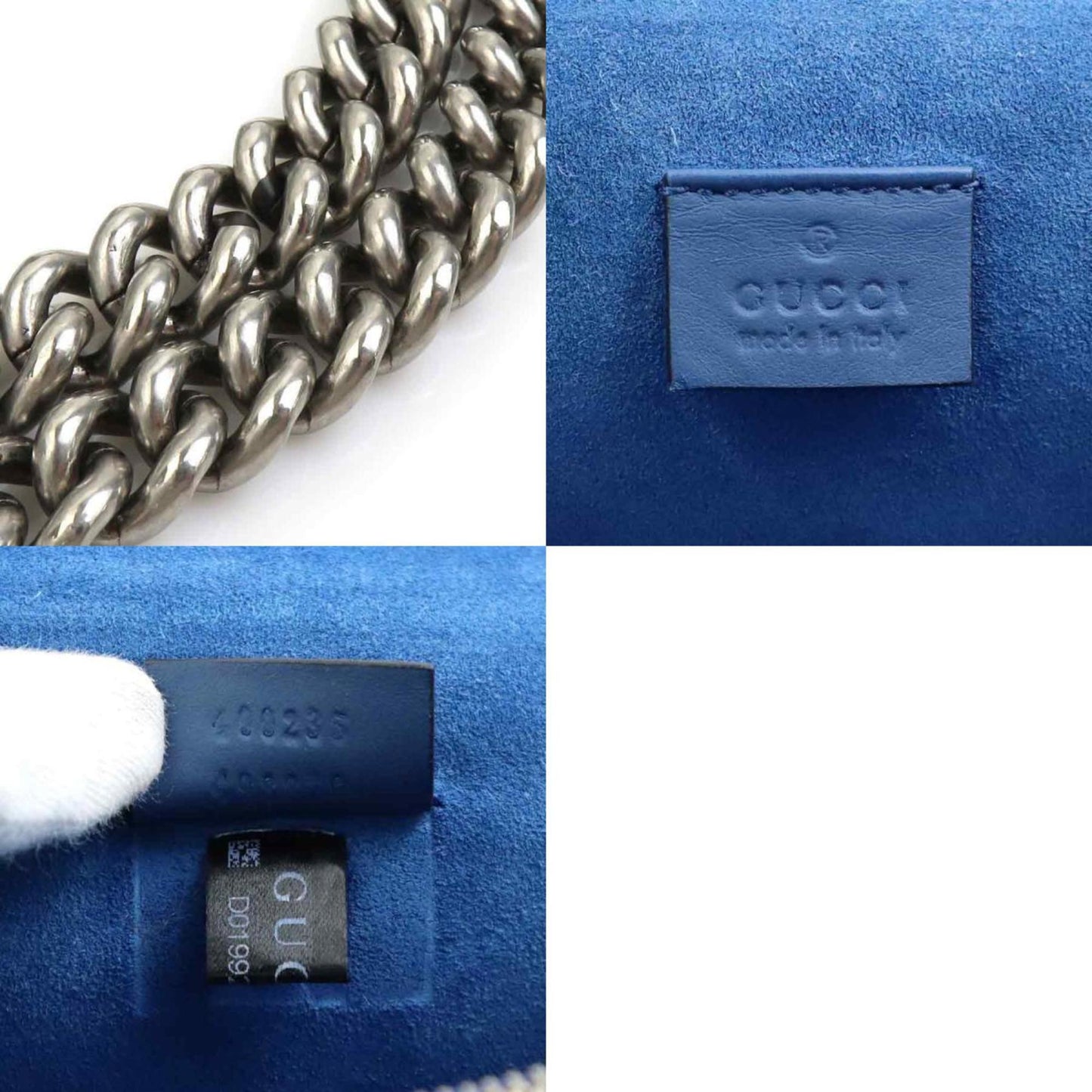 Gucci Blue Suede Gg Supreme Canvas Shoulder Bag ( )
