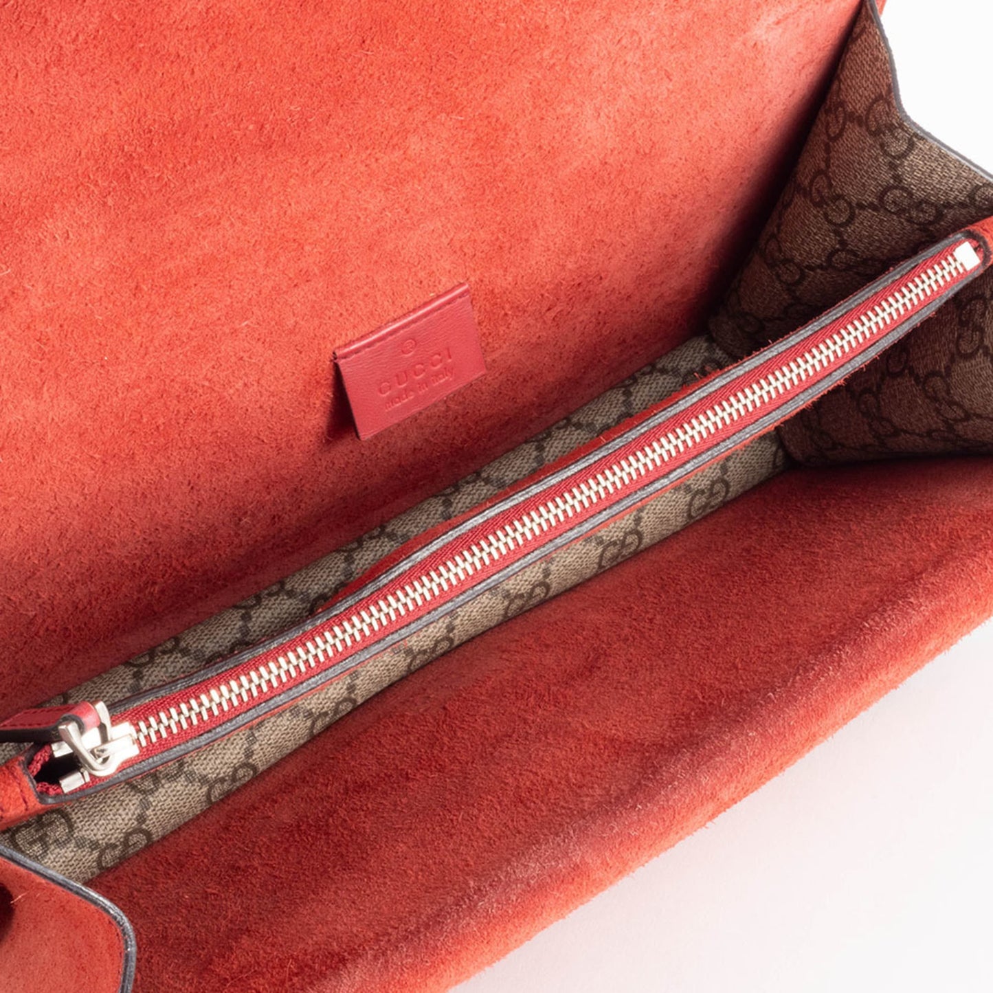 Gucci Beige Red Color Gg Supreme Leather Shoulder Bag ( )
