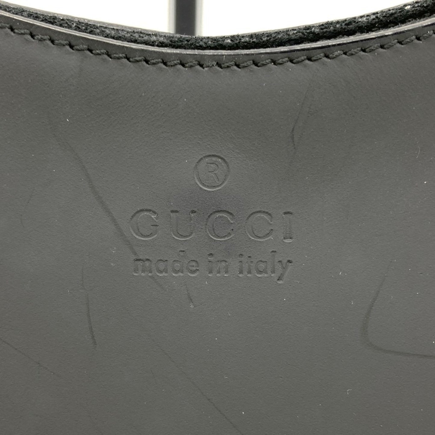 Gucci Black Red Color Leather Bamboo Shoulder Bag ( )