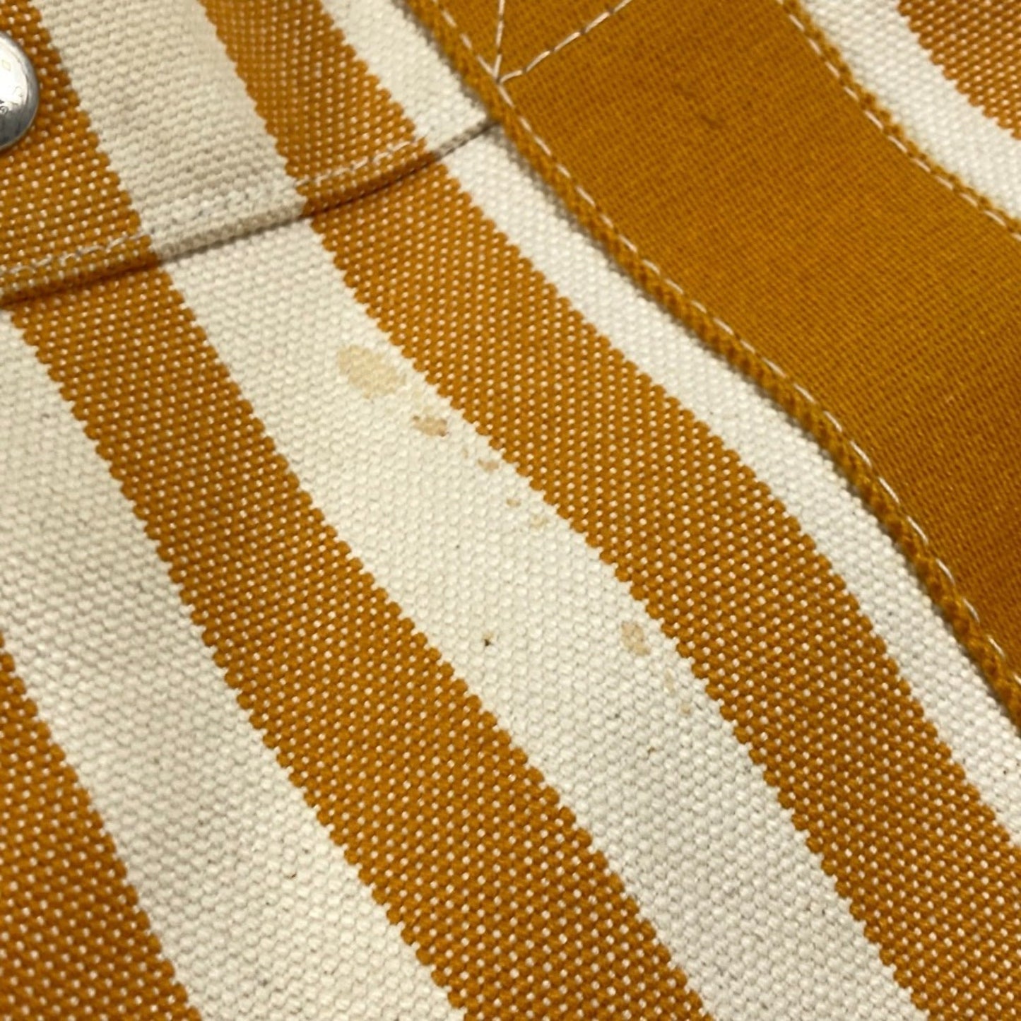 Hermes Orange White Canvas Handbag Tote Bag ( )