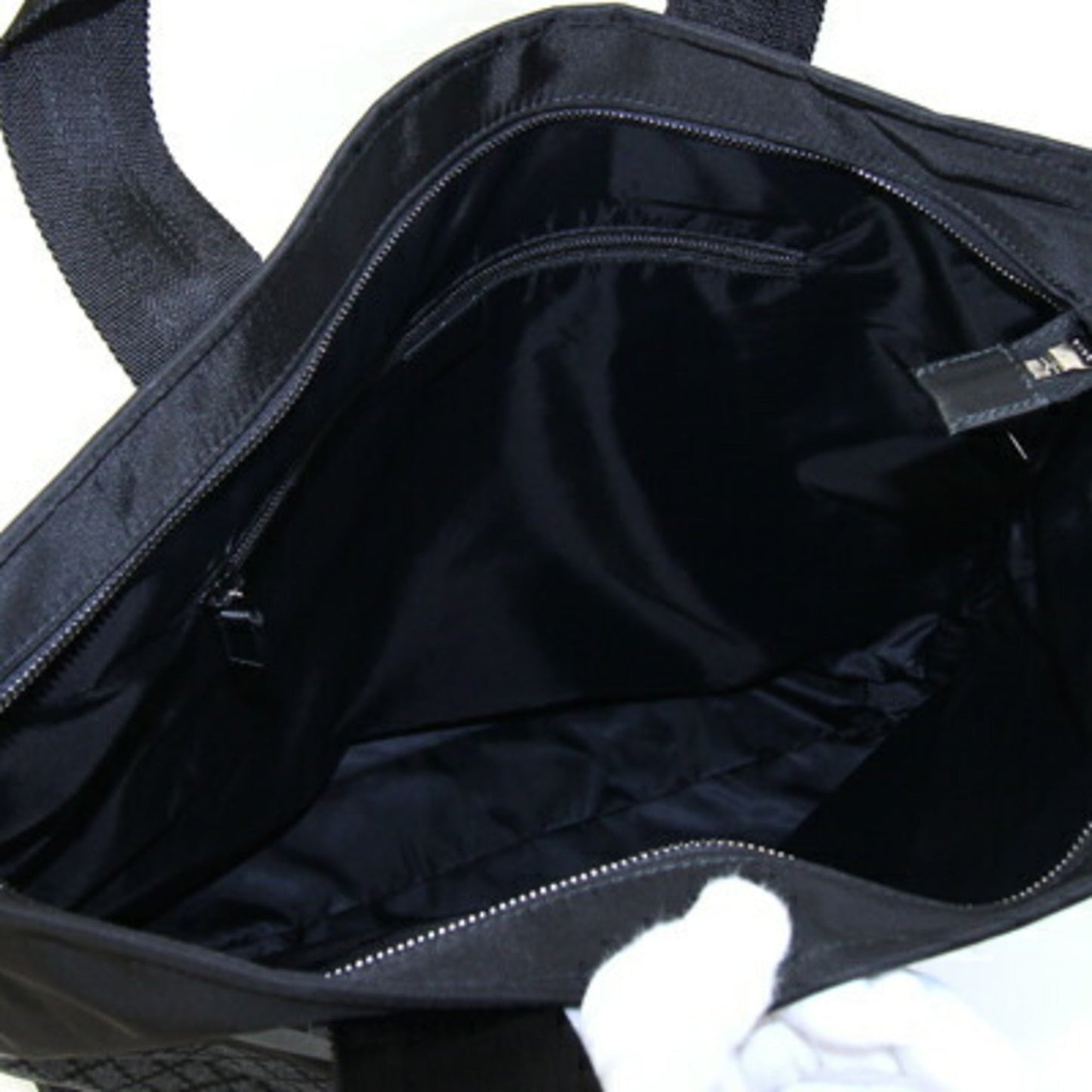 Gucci Diamante Black Gray Nylon Handbag Tote Bag ( )