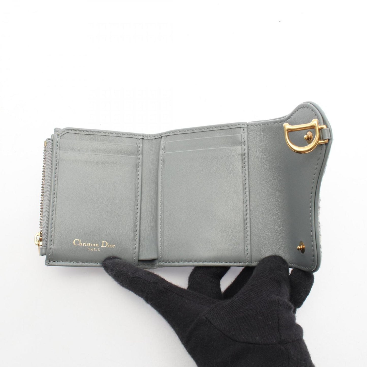 Christian Dior Gray Canvas Leather Wallet (Tri-Fold) ()