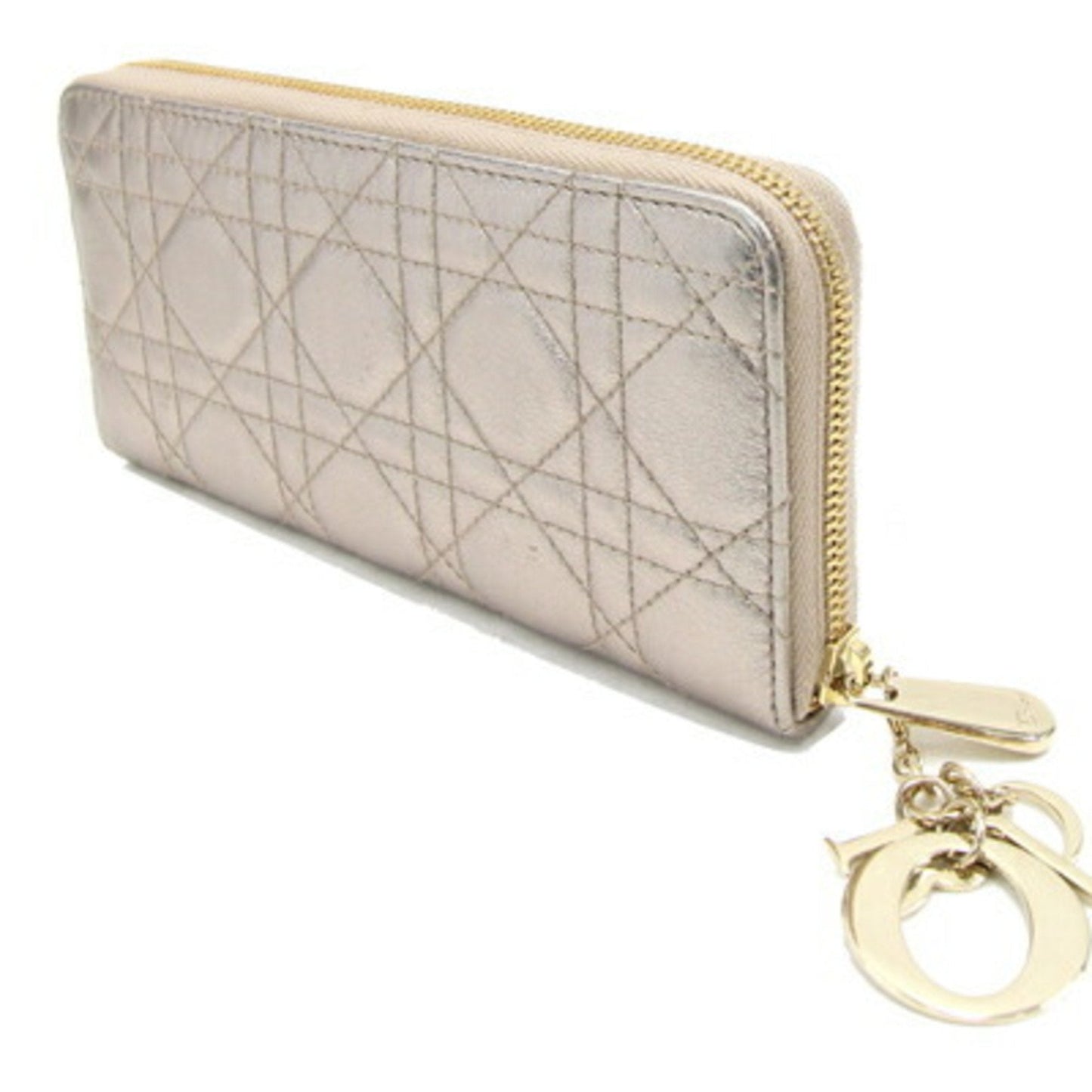 Christian Dior Champagne Gold Leather Long Wallet (Bi-Fold) ()