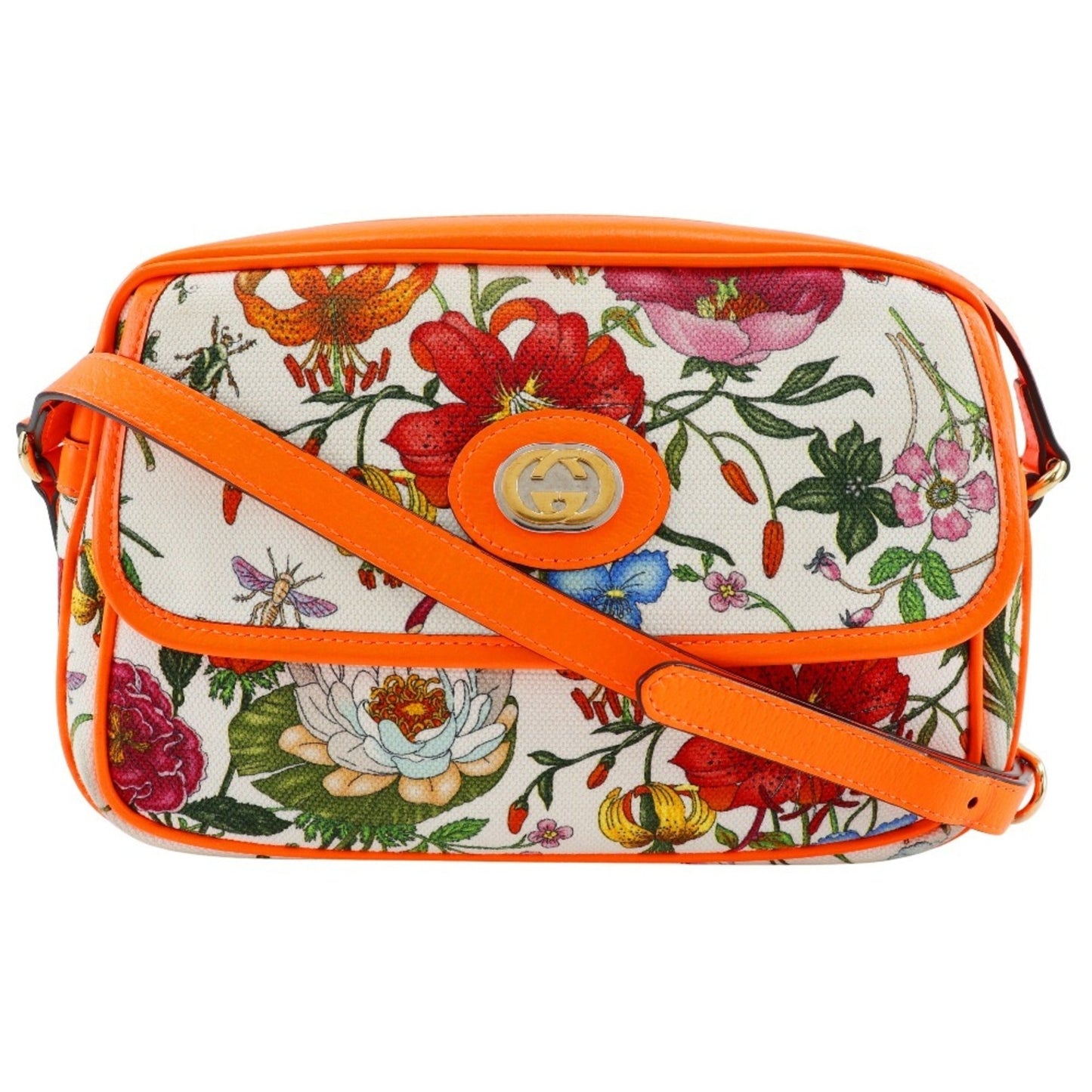 Gucci Orange Canvas Leather Shoulder Bag ( )