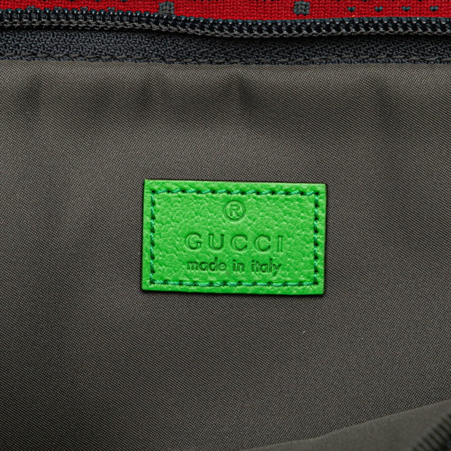 Gucci Gray Red Color Nylon Rubber Fanny Pack Sling Bag ( )