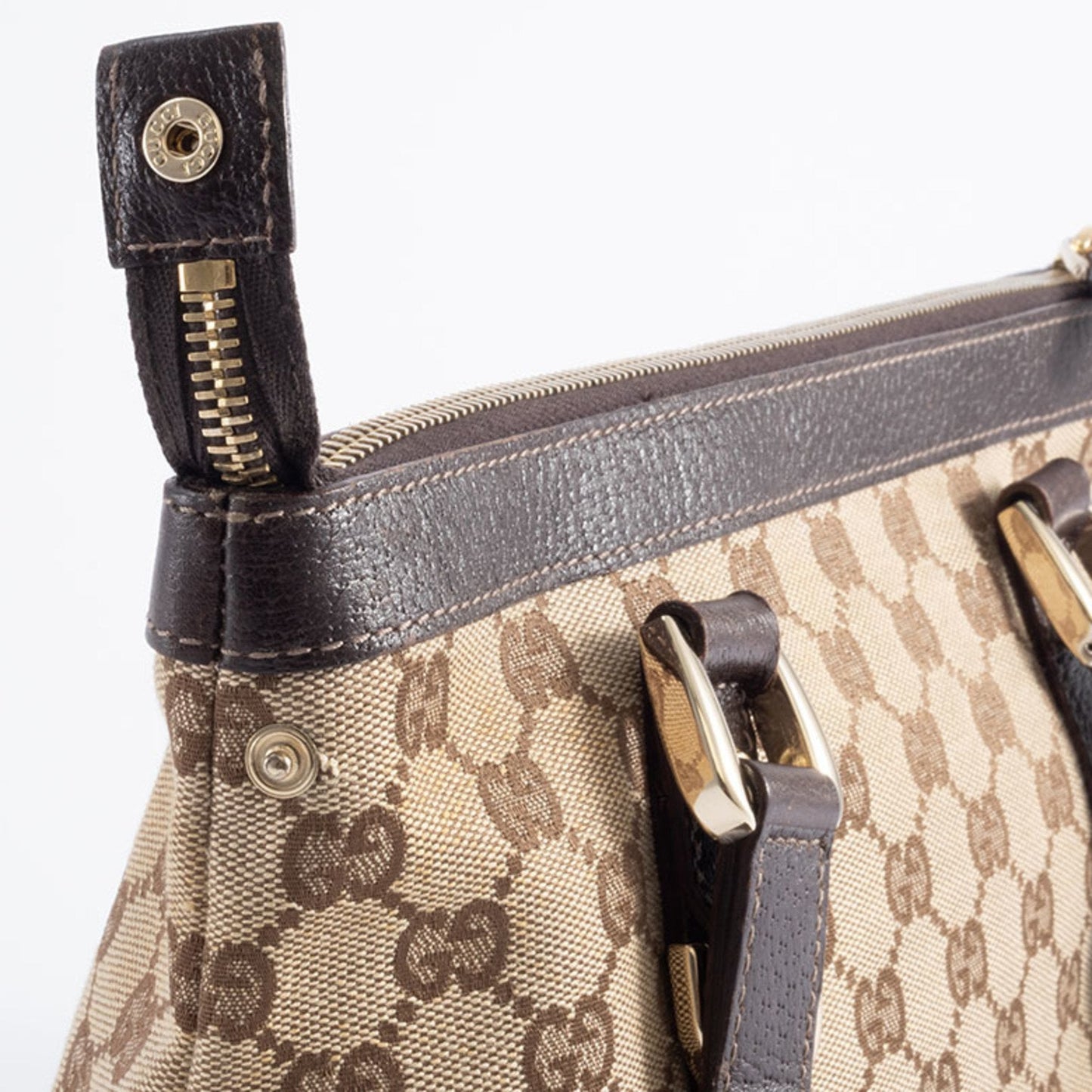 Gucci Gg Canvas Beige Brown Gg Canvas Leather Tote Bag ( )