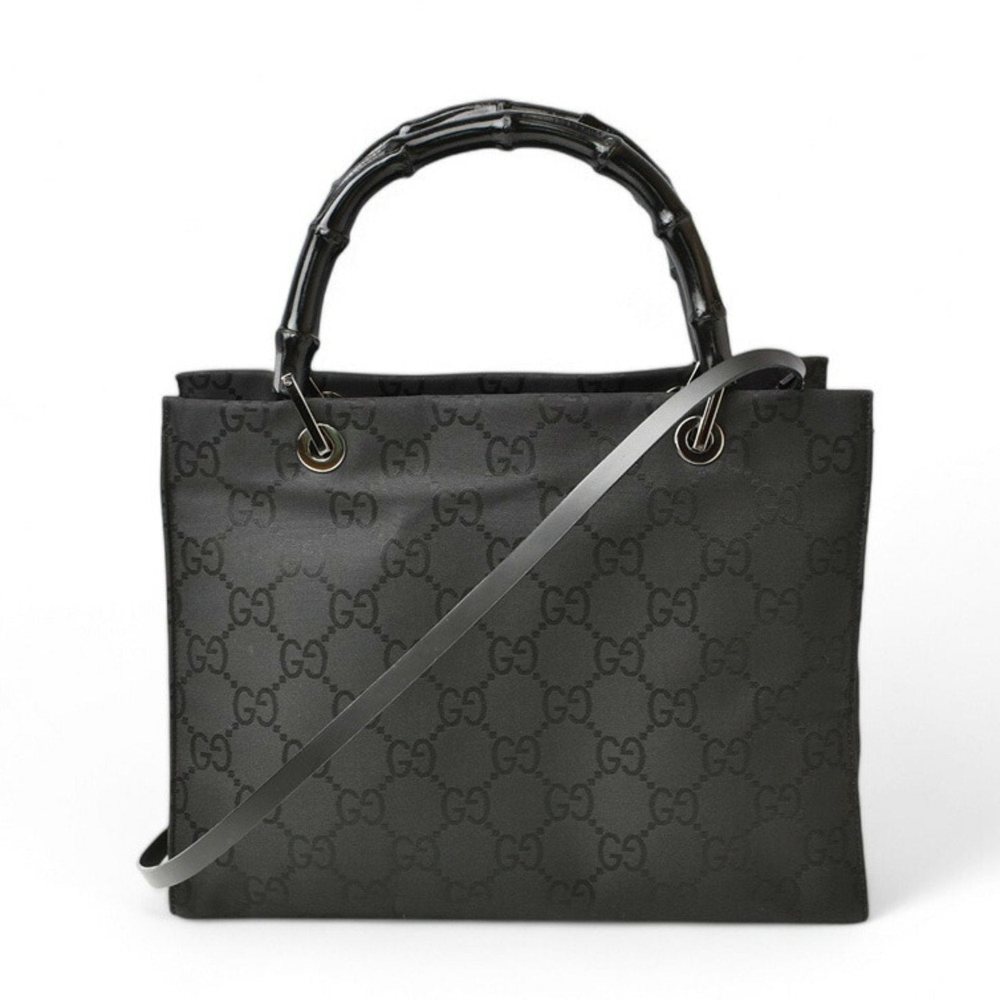 Gucci Black Nylon Canvas Handbag Tote Bag