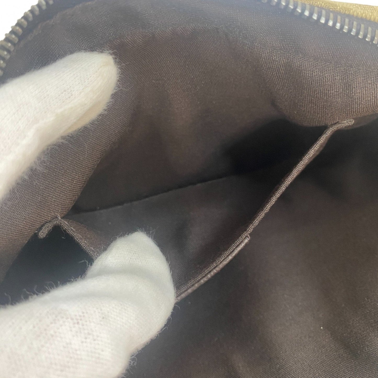Gucci Brown Canvas Leather Pouch Sling Bag ( )