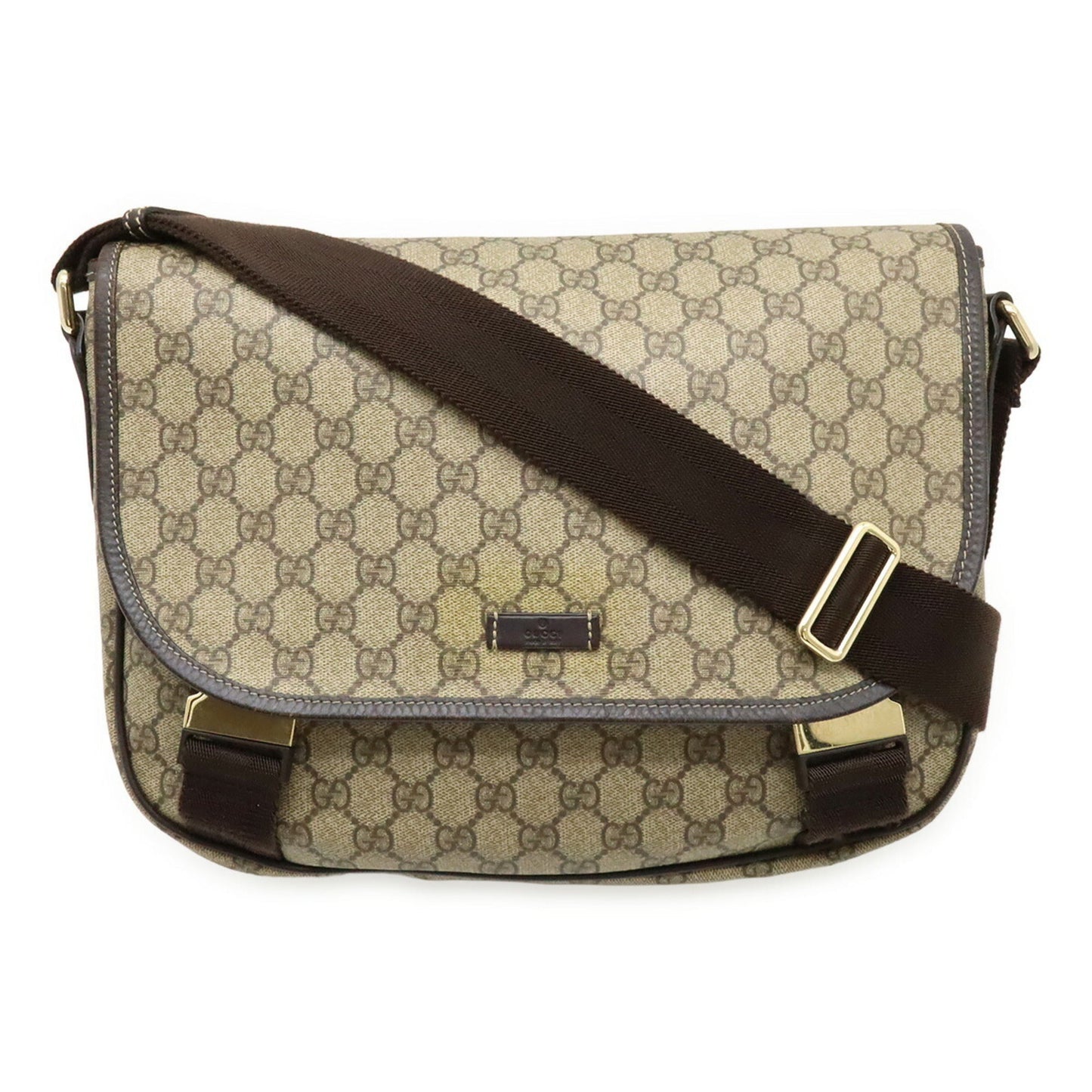 Gucci Beige Dark Brown Gg Supreme Leather Shoulder Bag ( )