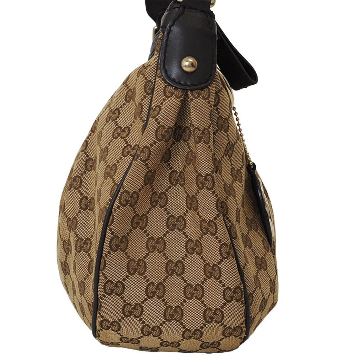 Gucci Gg Canvas Beige Brown Canvas Leather Shoulder Bag