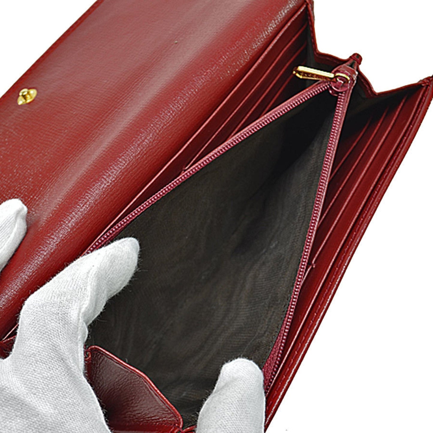 Gucci Gold Red Color Leather Long Wallet (Bi-Fold) ( )