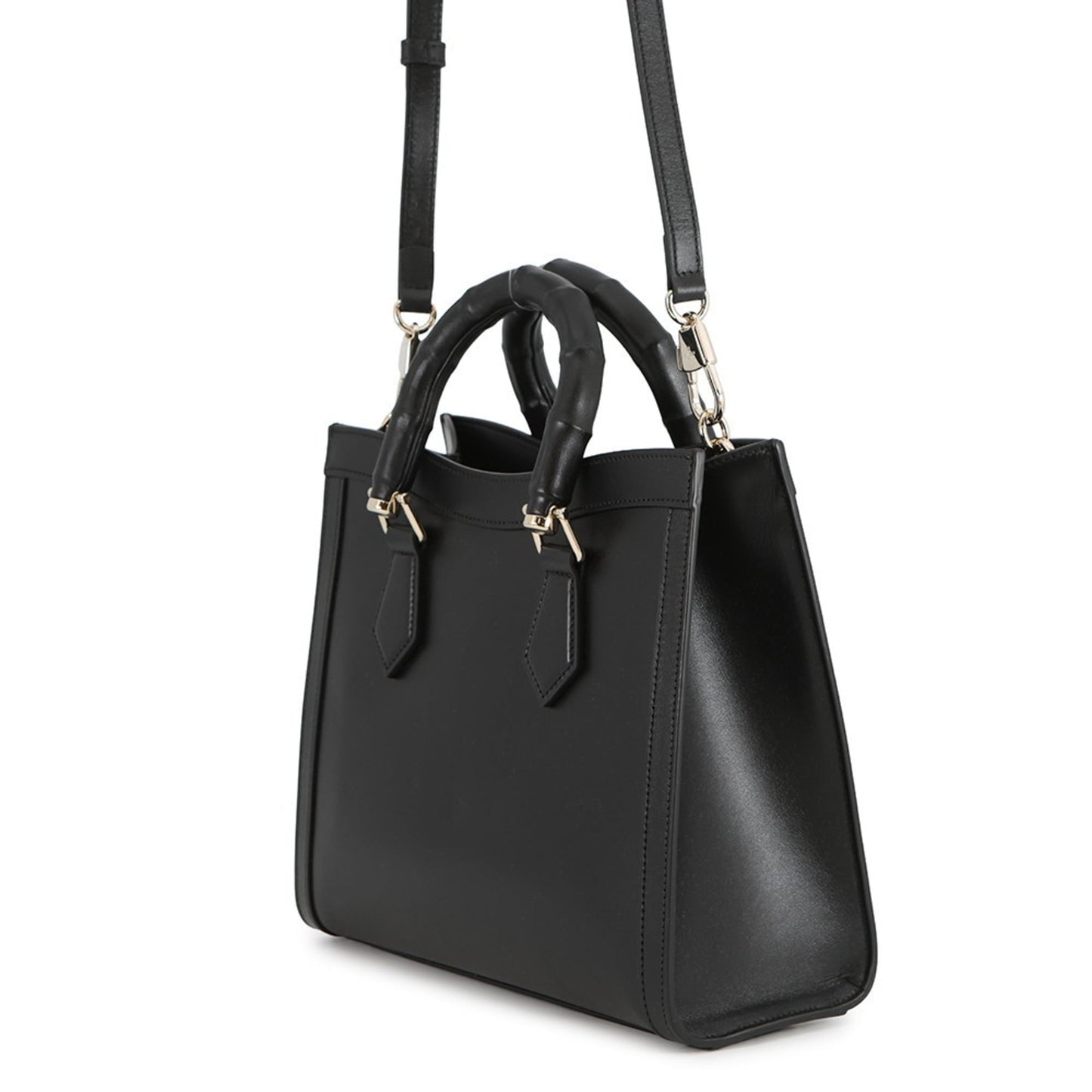 Gucci Black Leather Handbag Shoulder Bag Tote Bag ( )