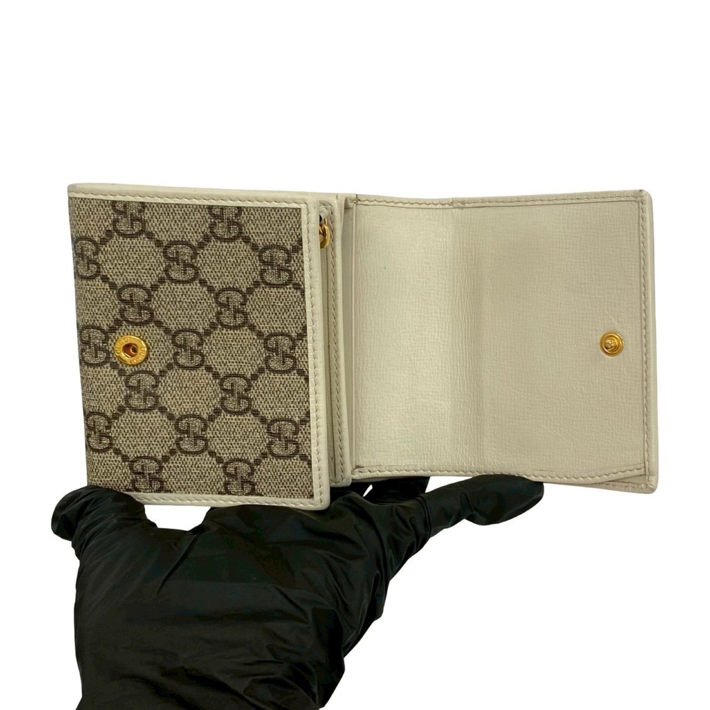 Gucci Brown White Leather Pvc Wallet (Bi-Fold) ( )