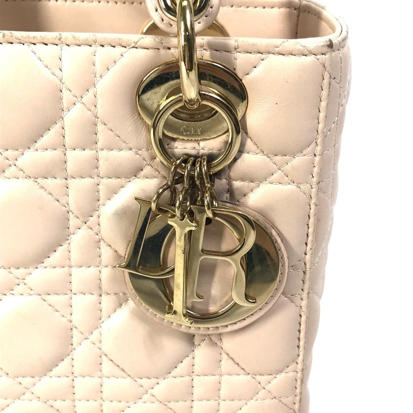 Christian Dior Pink Beige Leather Handbag Shoulder Bag ()