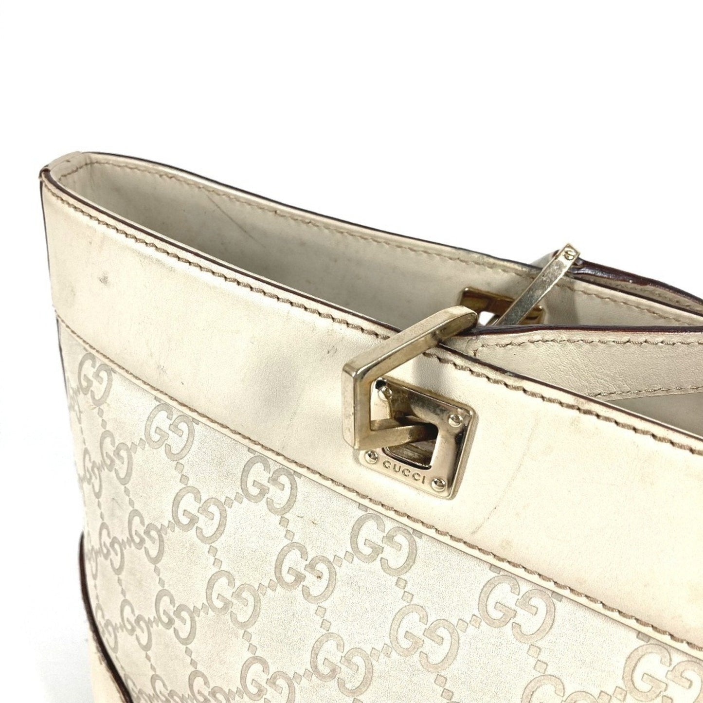 Gucci Off-White Leather Shoulder Bag Tote Bag ( )