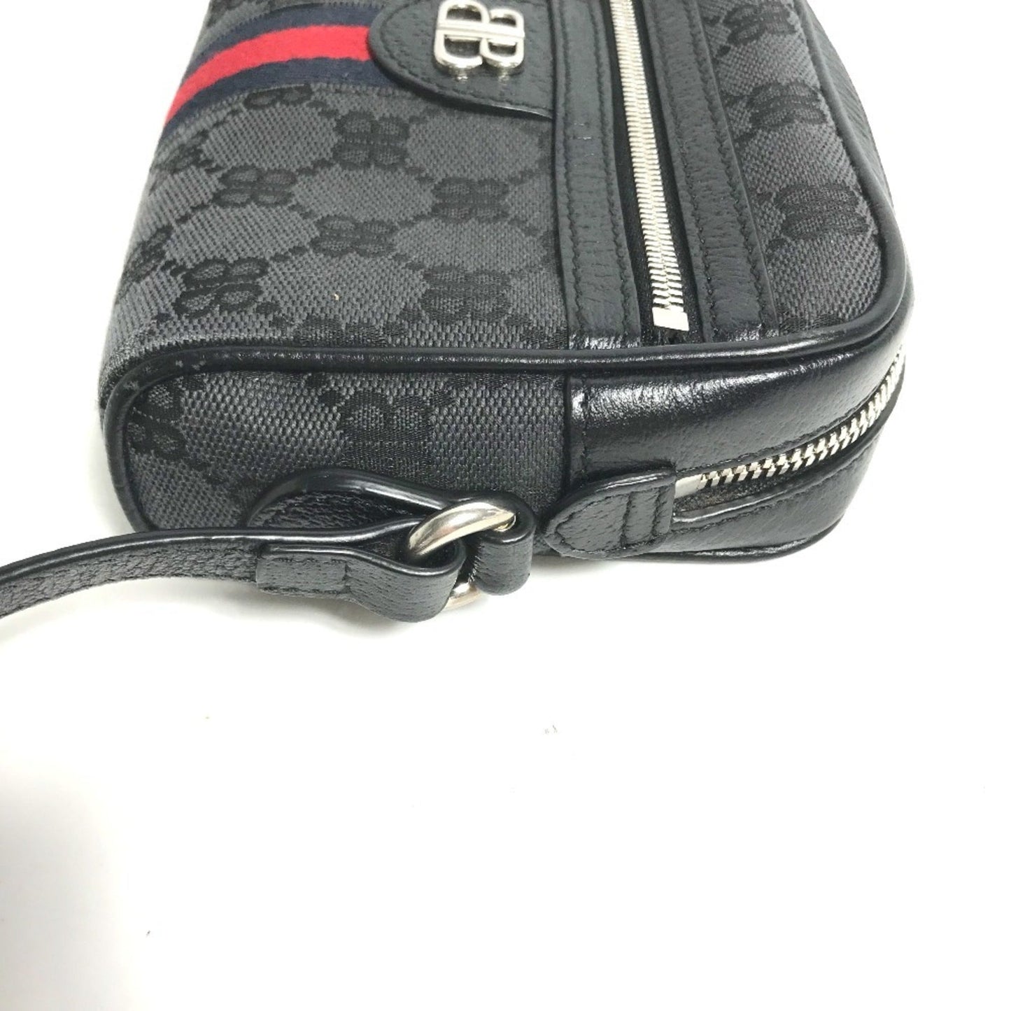 Gucci Black Canvas Leather Pochette Shoulder Bag ( )