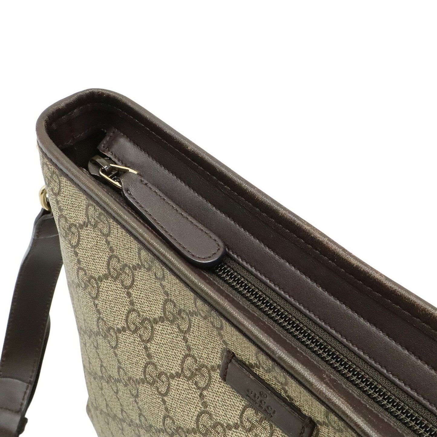 Gucci Beige Dark Brown Gg Supreme Leather Shoulder Bag ( )