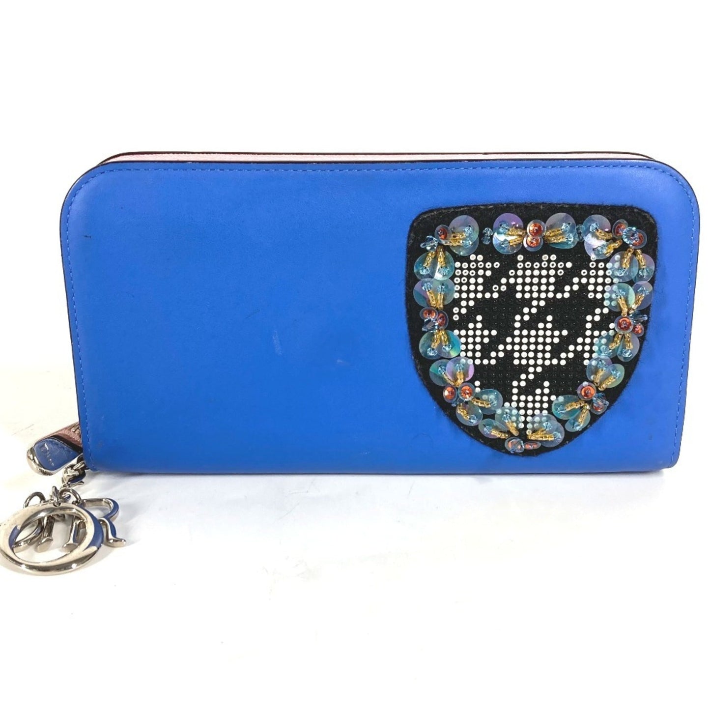 Christian Dior Black Blue Leather Long Wallet (Bi-Fold) ()