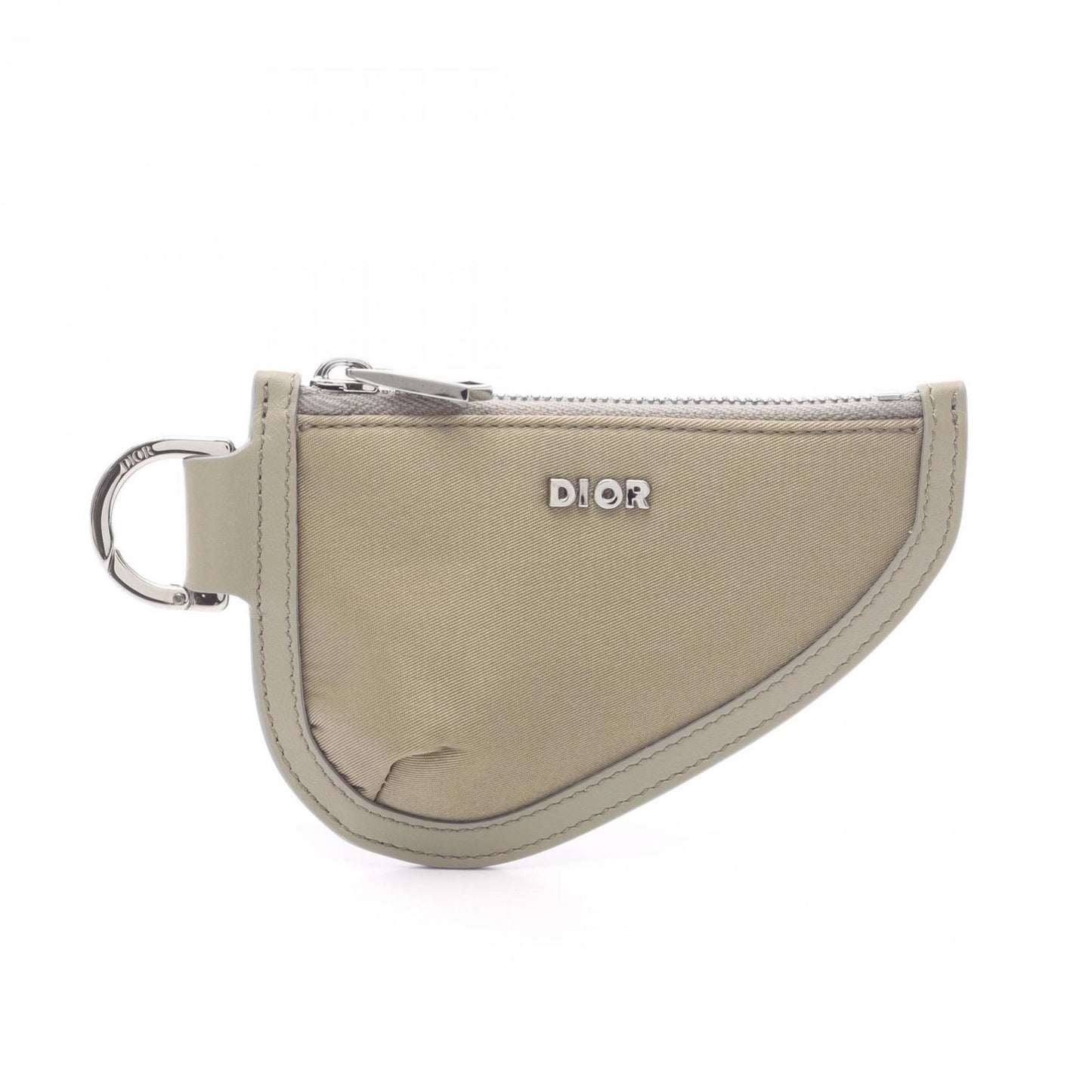 Christian Dior Khaki Nylon Leather Coin Purse/Coin Case ()