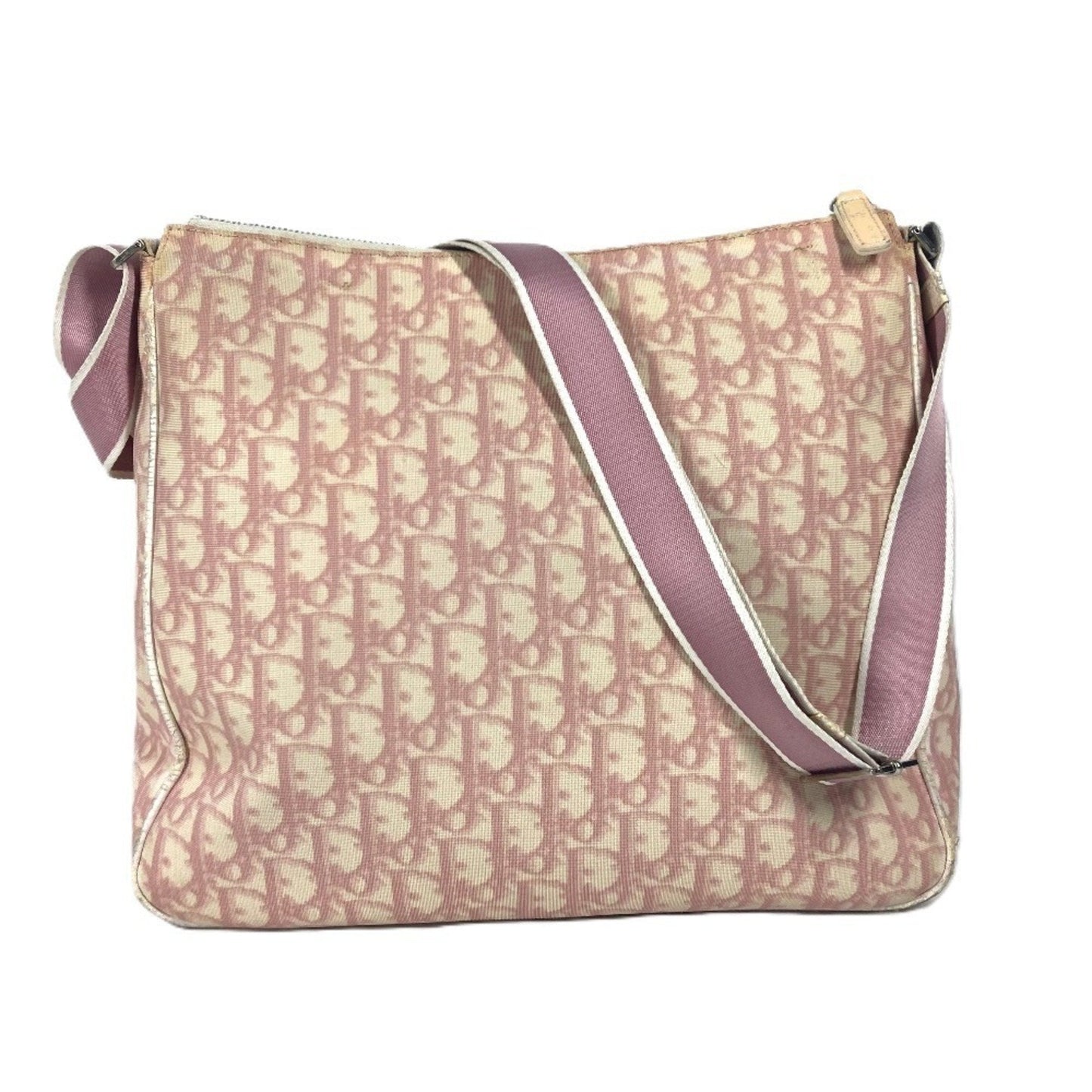 Christian Dior Trotter Pink White Pvc Leather Shoulder Bag ()