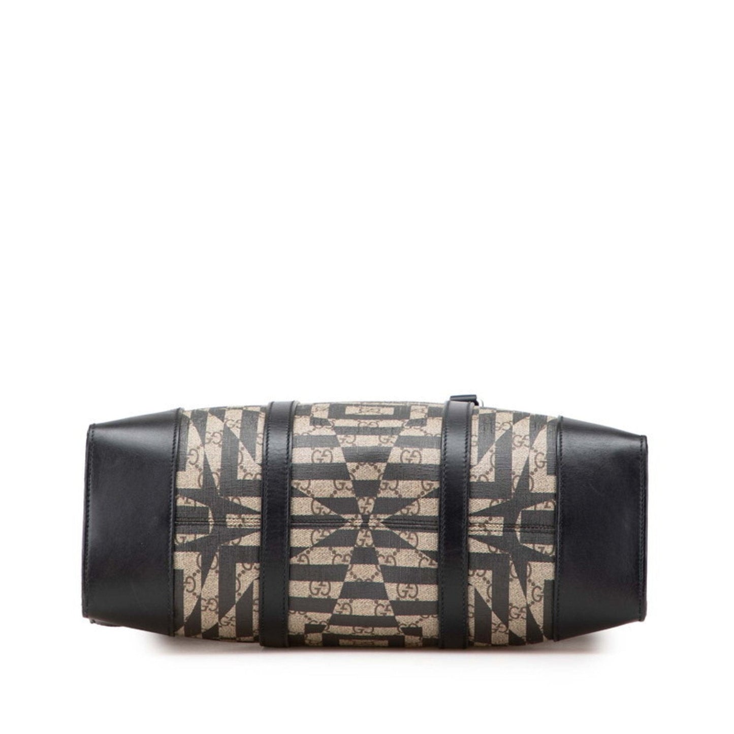 Gucci Beige Black Pvc Leather Shoulder Bag Tote Bag ( )