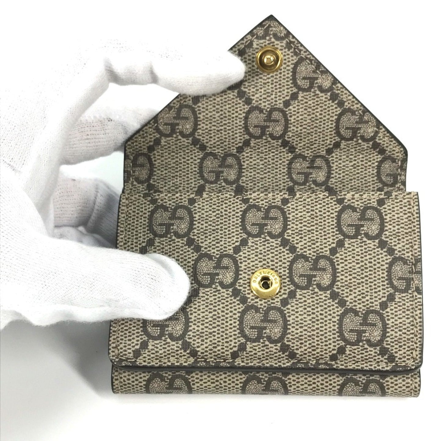 Gucci Beige White Gg Supreme Wallet (Tri-Fold) ( )