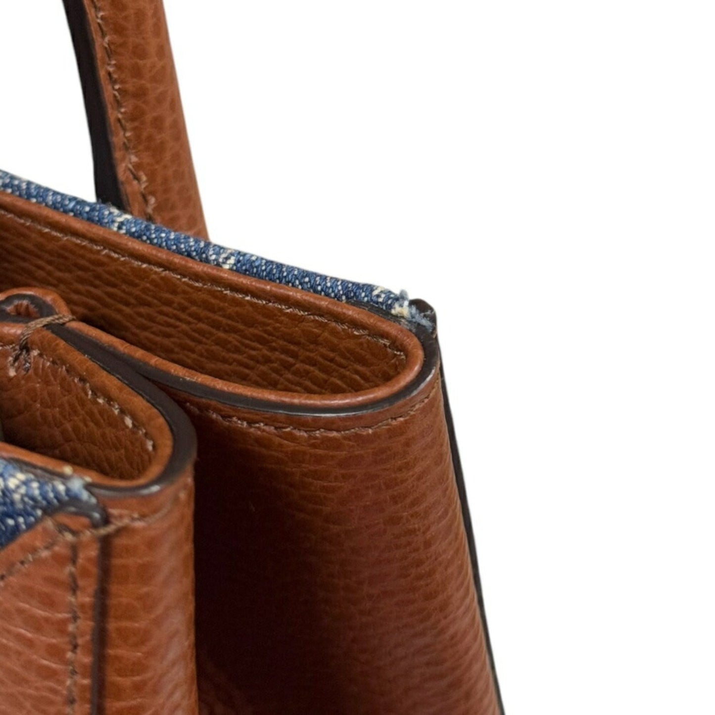 Gucci Blue Brown Denim Leather Shoulder Bag ( )