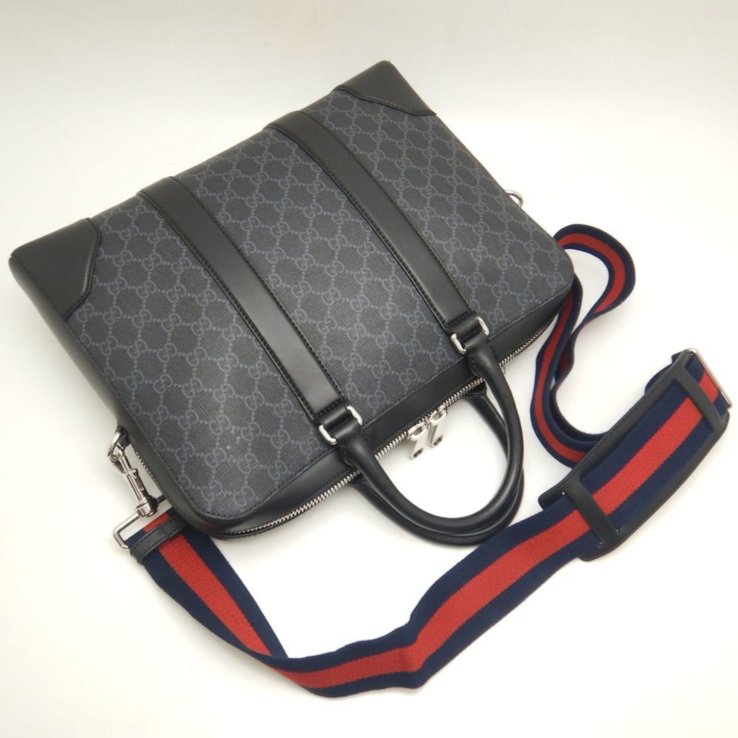 Gucci Black Gg Supreme Canvas Briefcase ( )